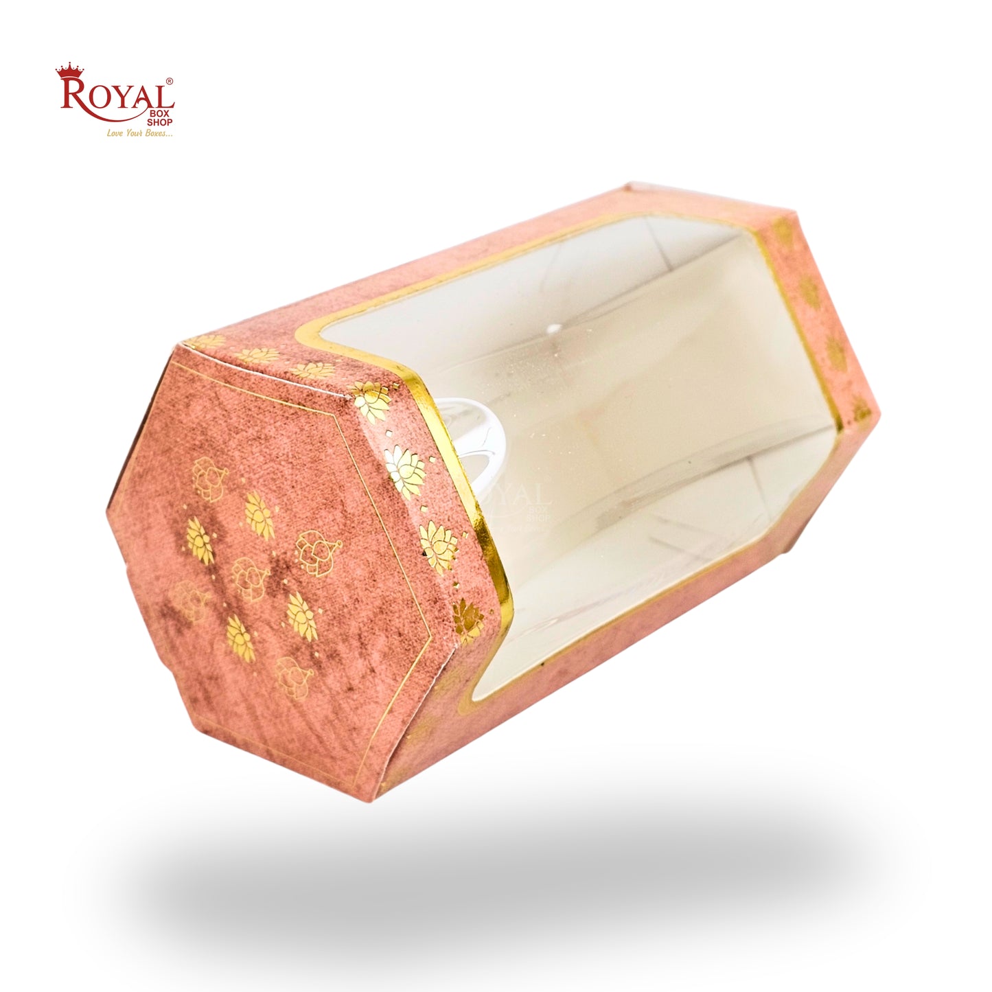 Cookies Box with Window I RCF-08 D2 Hexa I Size 5x3x3 inches I Orange Flower