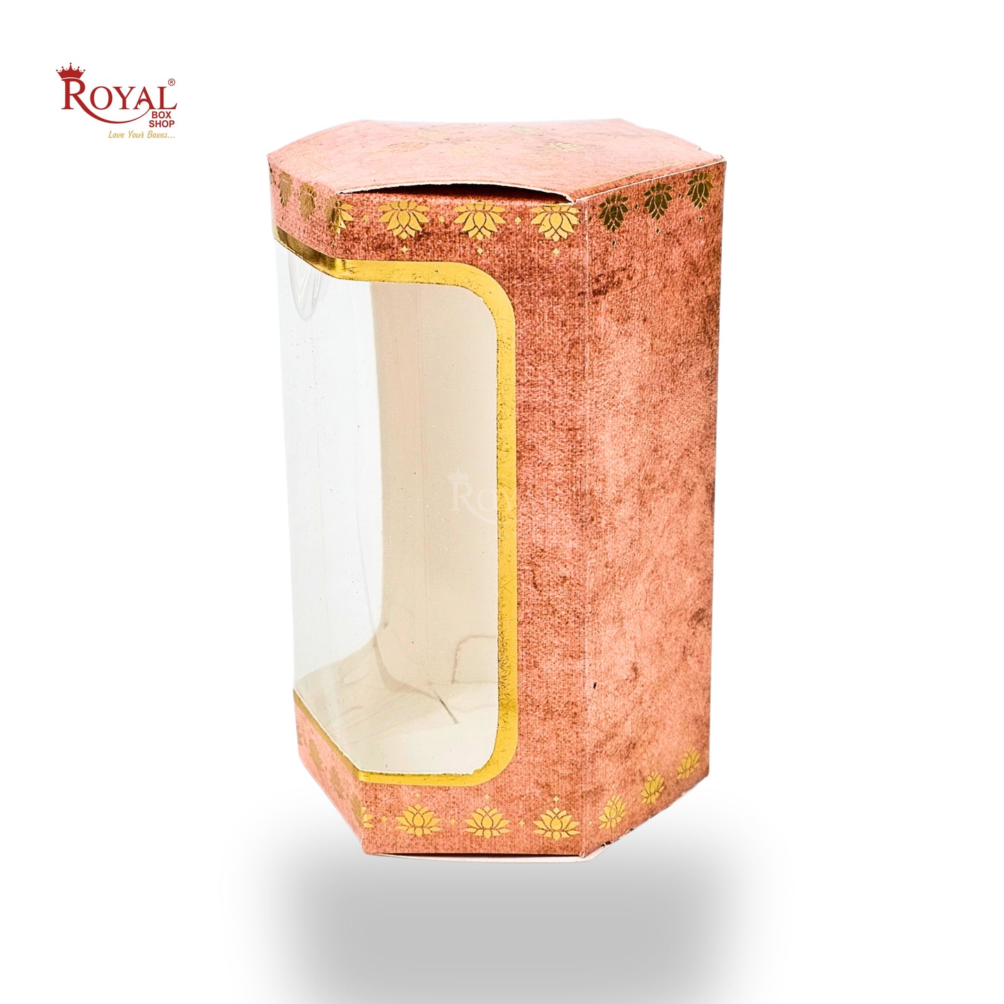 Cookies Box with Window I RCF-08 D2 Hexa I Size 5x3x3 inches I Orange Flower