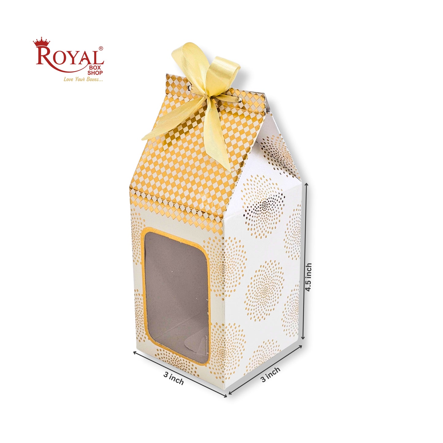 Premium Gift Box with Window I White Gold Mandala Leafing Print I RCF-37 I 4.5x3x3 inches