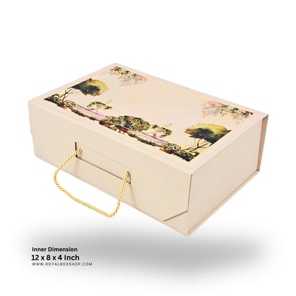 Royal Box Shop® Premium Rigid Gift Box I 12x8x4 Inch I Cream I for festive, corporate gifting
