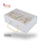 Decorative gift box with floral design and handle, featuring 'Royal Box Shop' branding.