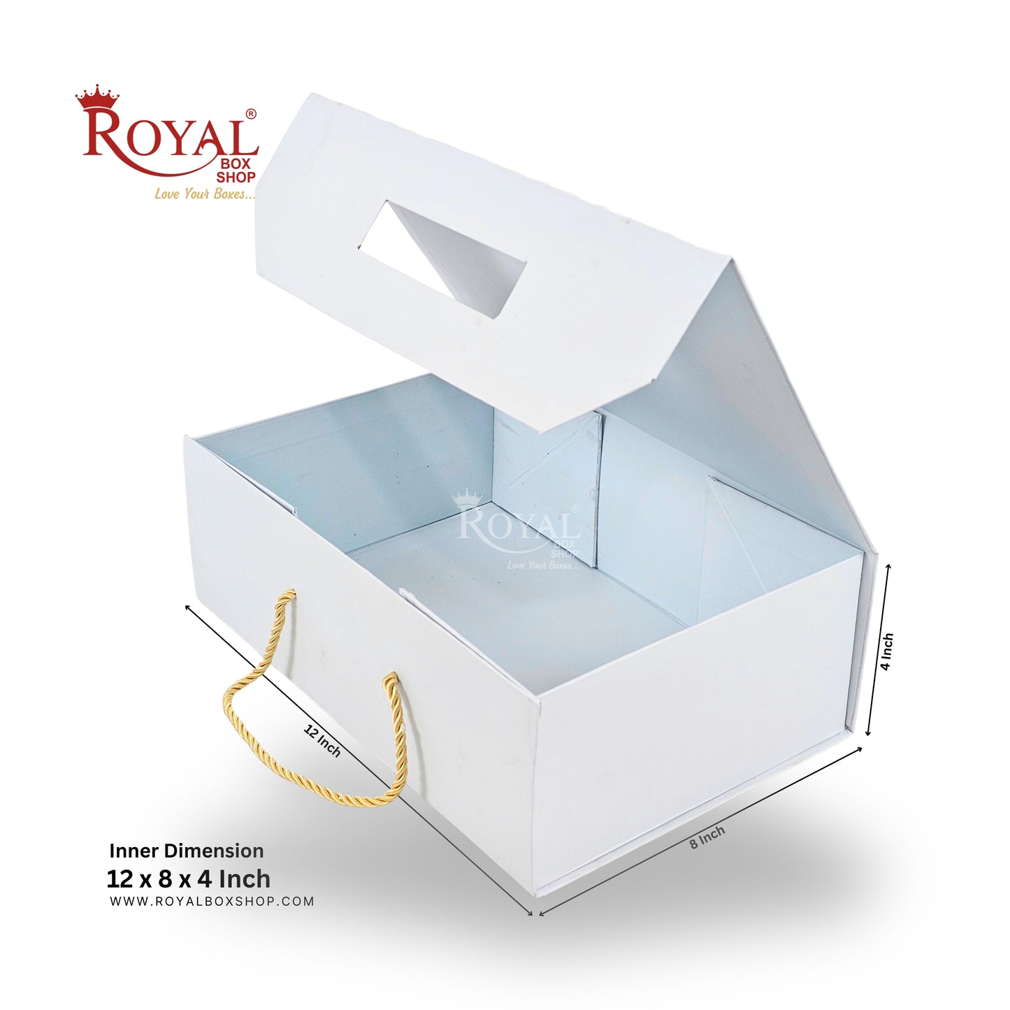 Royal Box Shop® Premium Rigid Gift Box I 12x8x4 Inch I Grey I for festive, corporate gifting
