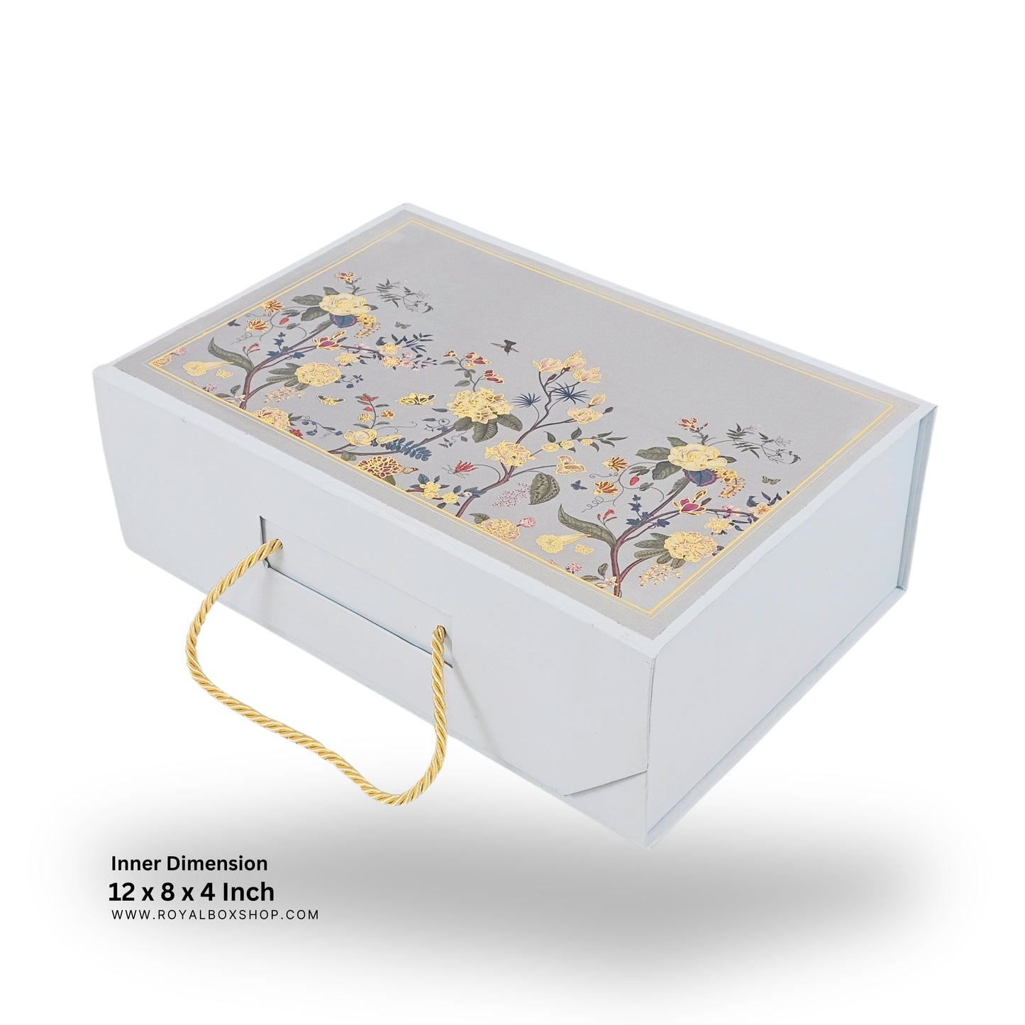 Royal Box Shop® Premium Rigid Gift Box I 12x8x4 Inch I Grey I for festive, corporate gifting