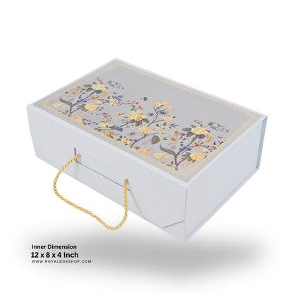 Royal Box Shop® Premium Rigid Gift Box I 12x8x4 Inch I Grey I for festive, corporate gifting