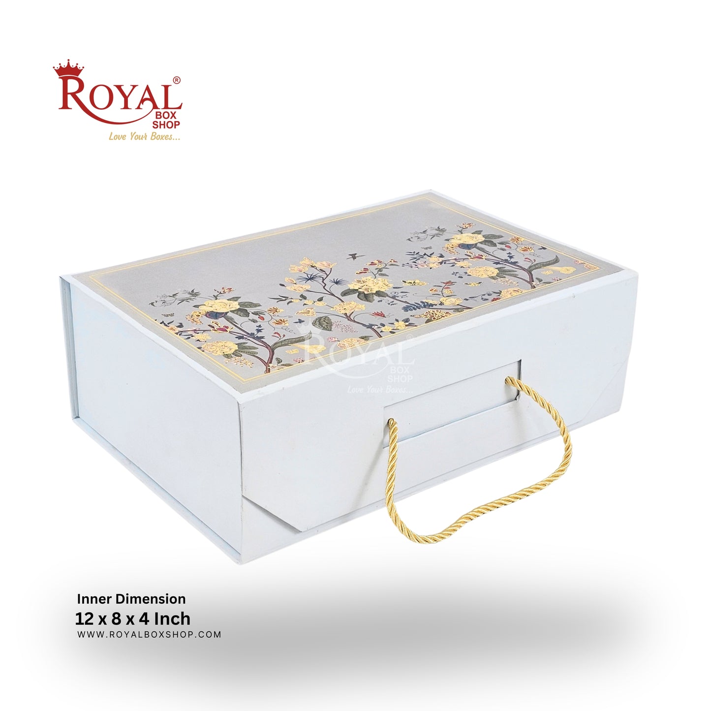 Royal Box Shop® Premium Rigid Gift Box I 12x8x4 Inch I Grey I for festive, corporate gifting