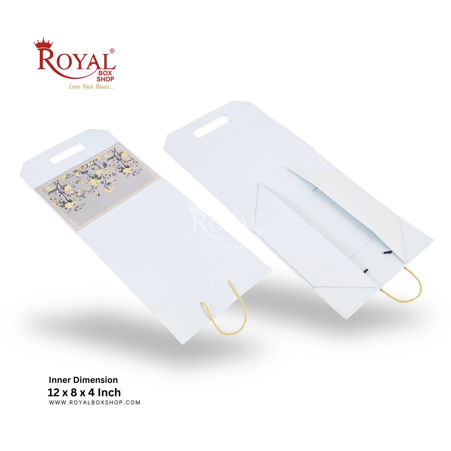 Royal Box Shop® Premium Rigid Gift Box I 12x8x4 Inch I Grey I for festive, corporate gifting