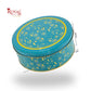Premium Tin Box I 7"x2.5" Inches I Turquoise With Golden Print I Perfect for Christmas Gift, Return Gifts, Hamper Box, Storage