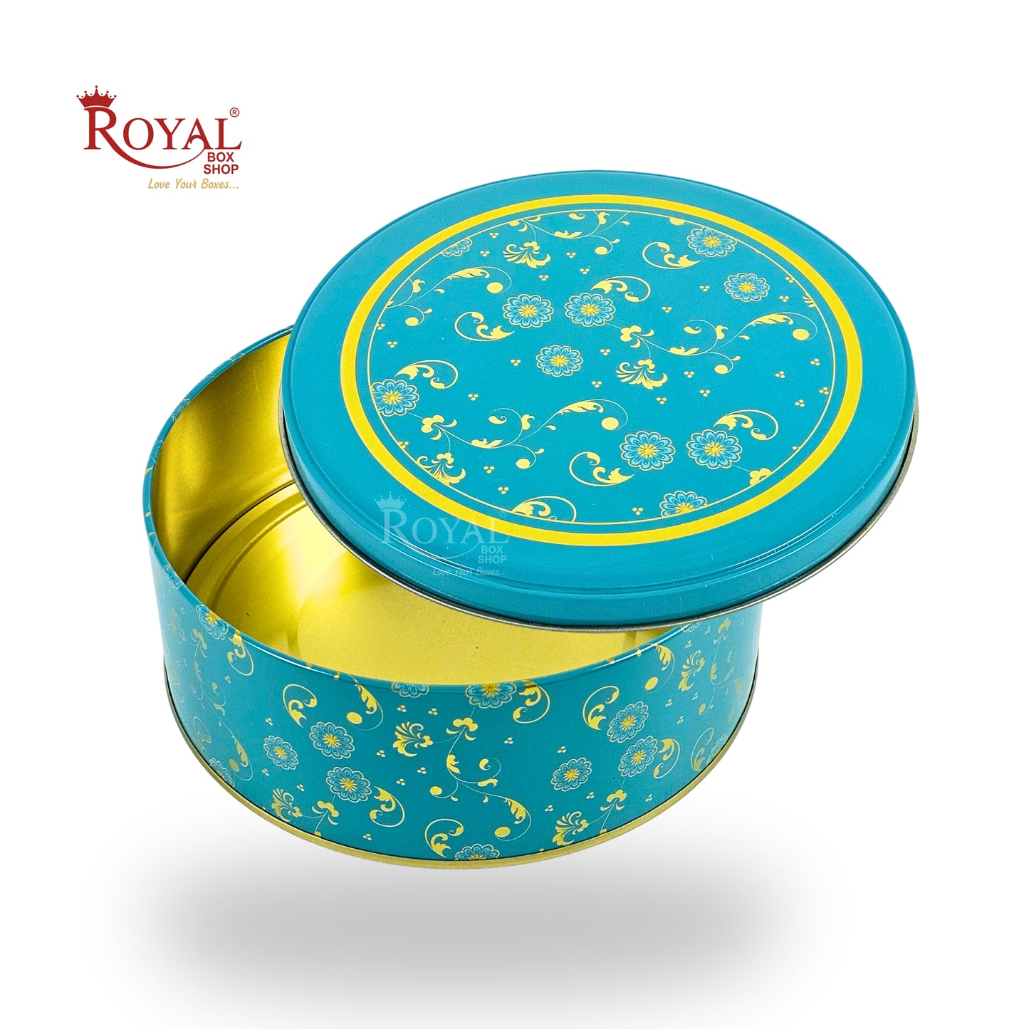 Premium Dream Tin Box I 5.5"x3" Inches I Turquoise With Golden Print I Perfect for Christmas Gift, Return Gifts, Hamper Box, Storage