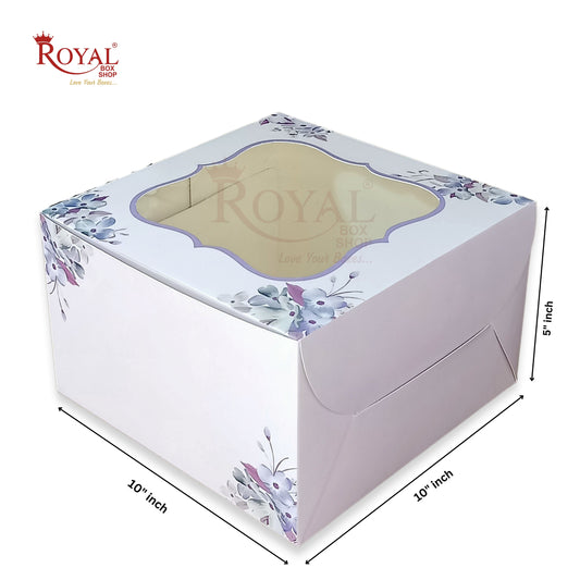 Window Cake Box I 10"x10"x5" inches I Floral Print Purple I FBB