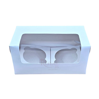 2 Cupcake Box With Window - Size 7"x3.5"x3.5" - White Royal Box Shop