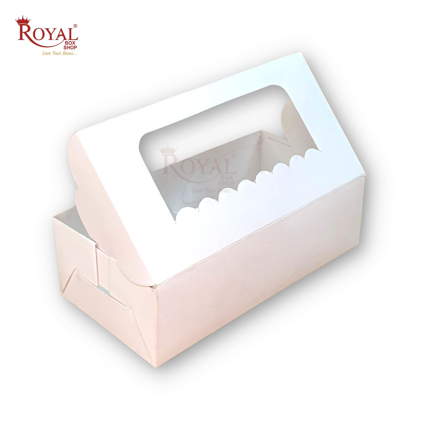 2pc Brownie Window Box I White Color I 6"x3"x1.75" inches Royal Box Shop