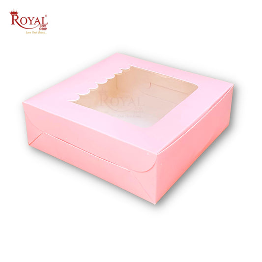 4pc Brownie Window Box I Pink Color I 6"x6"x2" inches Royal Box Shop