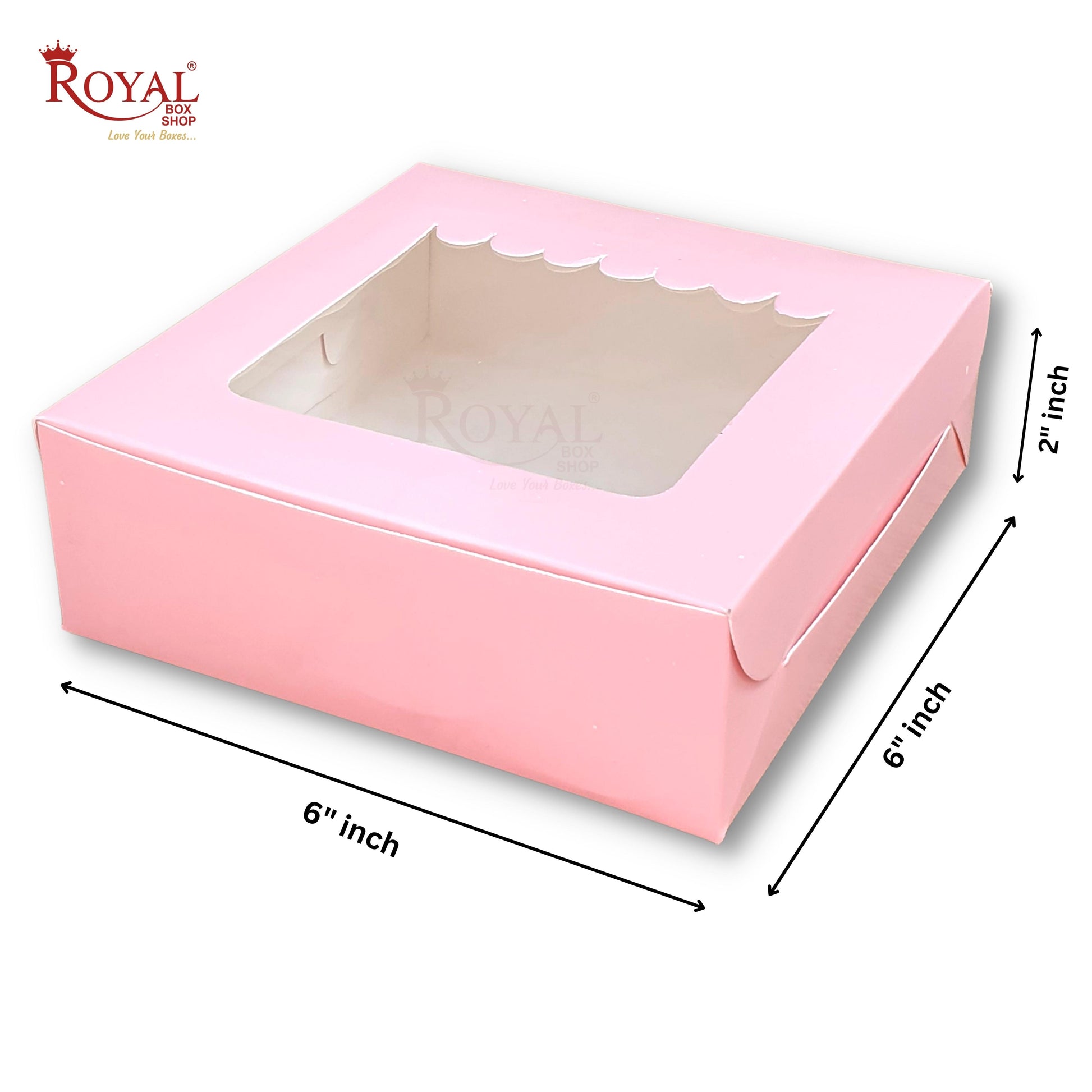 4pc Brownie Window Box I Pink Color I 6"x6"x2" inches Royal Box Shop