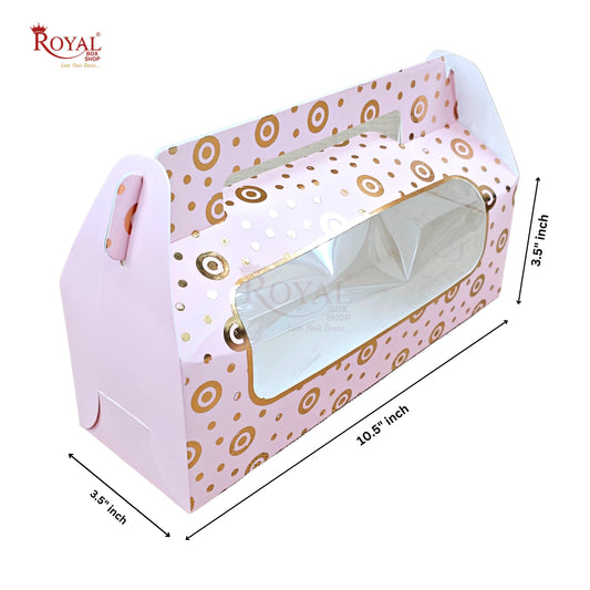 3 Jar Box With Handle -  Golden Pink Print - 10.5"x3.5"x3.5" inches