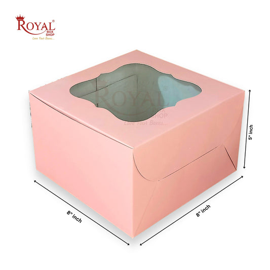 Window Cake Box - 8"x8"x5" inches - Pink Solid Color Royal Box Shop